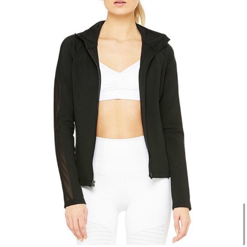 Alo Yoga Kate Arm See-through Workout Jacket Black Sz S